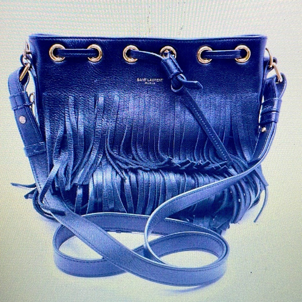 Yves Saint Laurent Emmanuelle Fringed Bucket Bag - Black